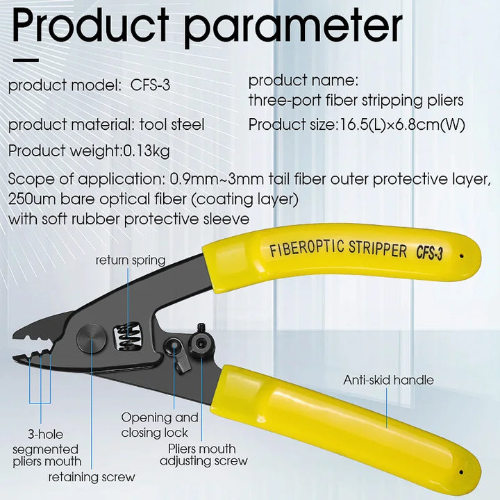 Three-port Fiber Optical Stripper Pliers CFS-3 Wire Strippers for FTTH Tools Optic Stripping Plier Tool